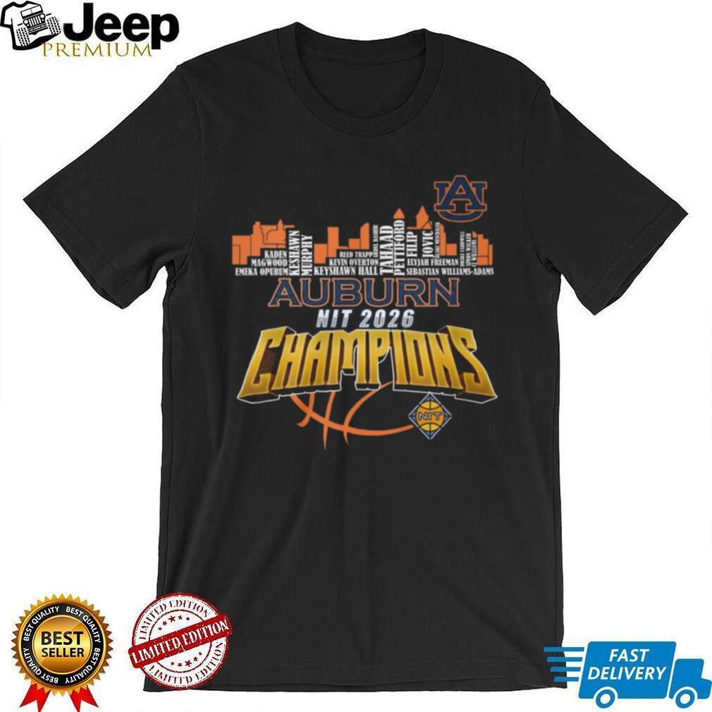 Auburn Tigers 2026 NIT Basketball Champions City Skyline Roster T Shirt