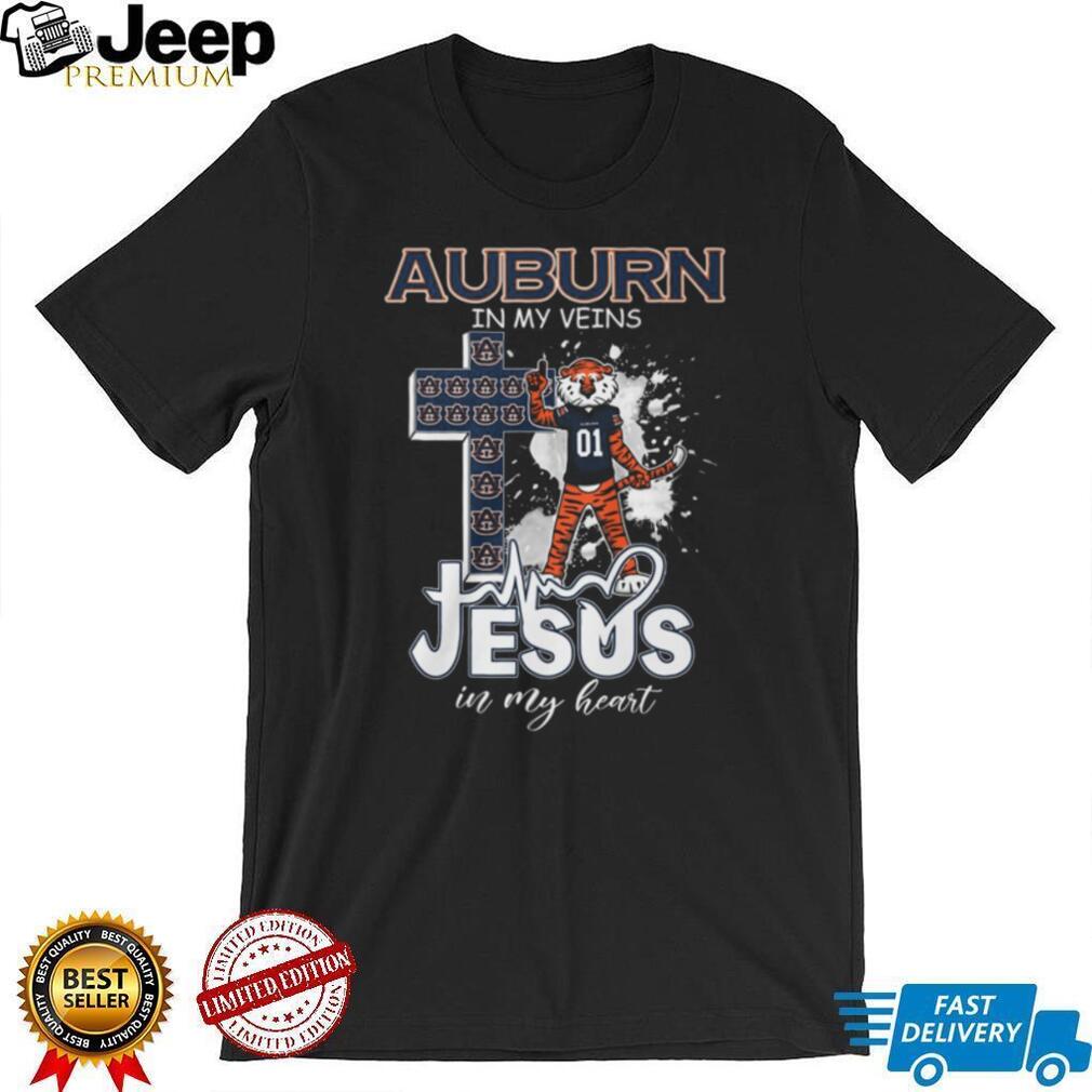 Auburn Tigers Fan T Shirt Auburn In My Veins Jesus In My Heart Mascot T Shirt