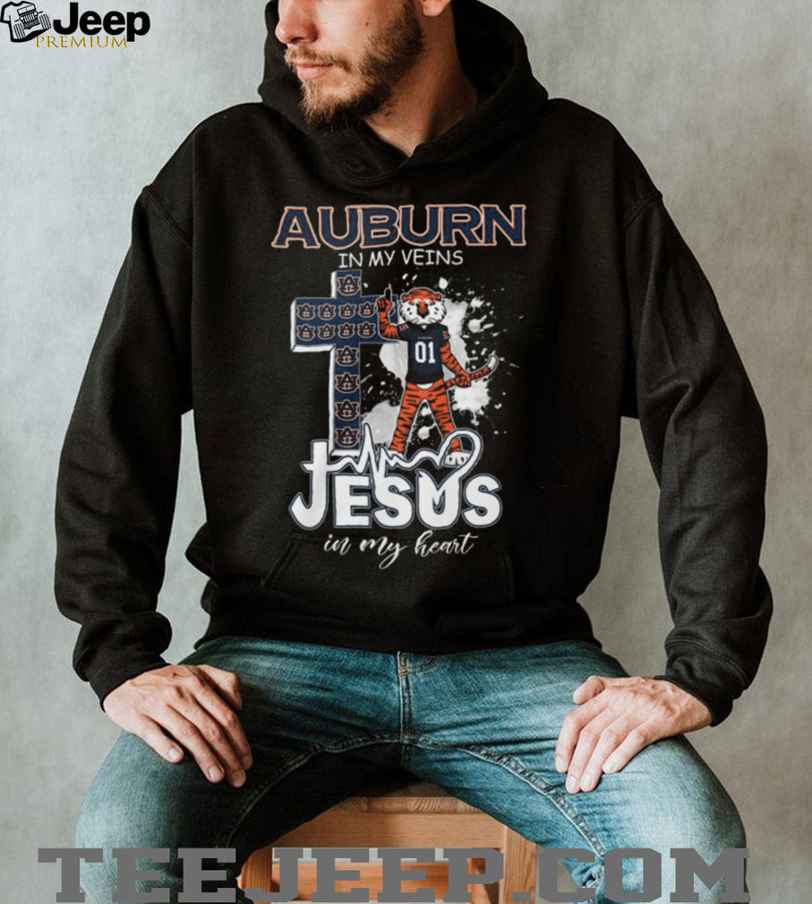 Auburn Tigers Fan T Shirt Auburn In My Veins Jesus In My Heart Mascot T Shirt