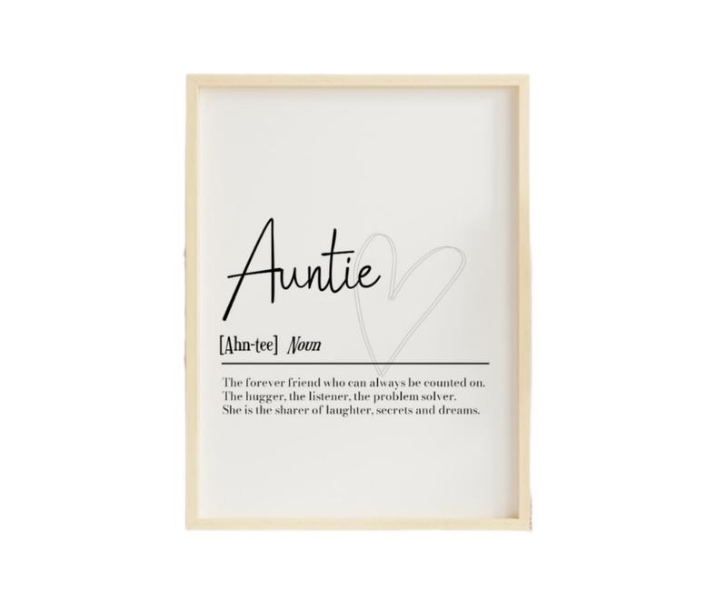 Auntie Definition Print, Birthday Gift For Auntie, Mothers Day Gift Aunt, Aunty Gift Definition Print, Thank You Gift Art, Gifts For Family Aunt Art Prints, Poster Prints No Frame, Gifts For Birthday Decor Landscape