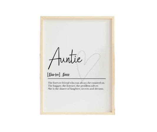 Auntie Definition Print, Birthday Gift For Auntie, Mothers Day Gift Aunt, Aunty Gift Definition Print, Thank You Gift Art, Gifts For Family Aunt Art Prints, Poster Prints No Frame, Gifts For Birthday Decor Landscape