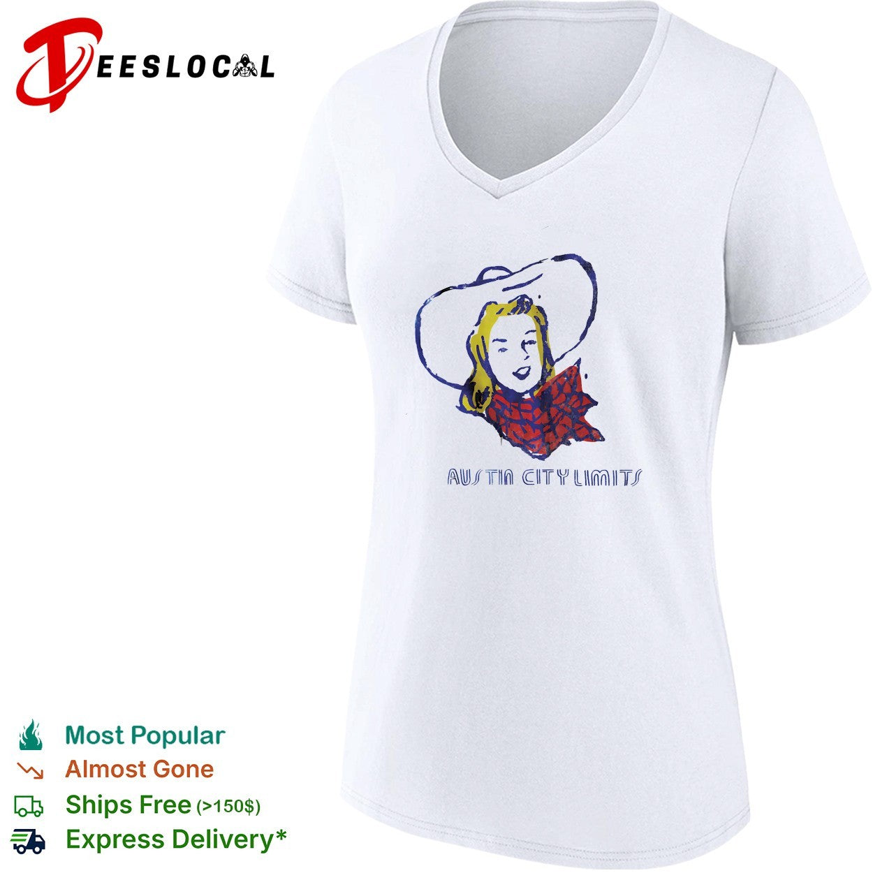 Austin City Limits cowgirl pop art portrait shirt