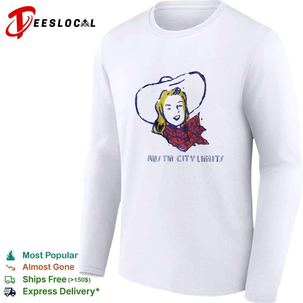 Austin City Limits cowgirl pop art portrait shirt