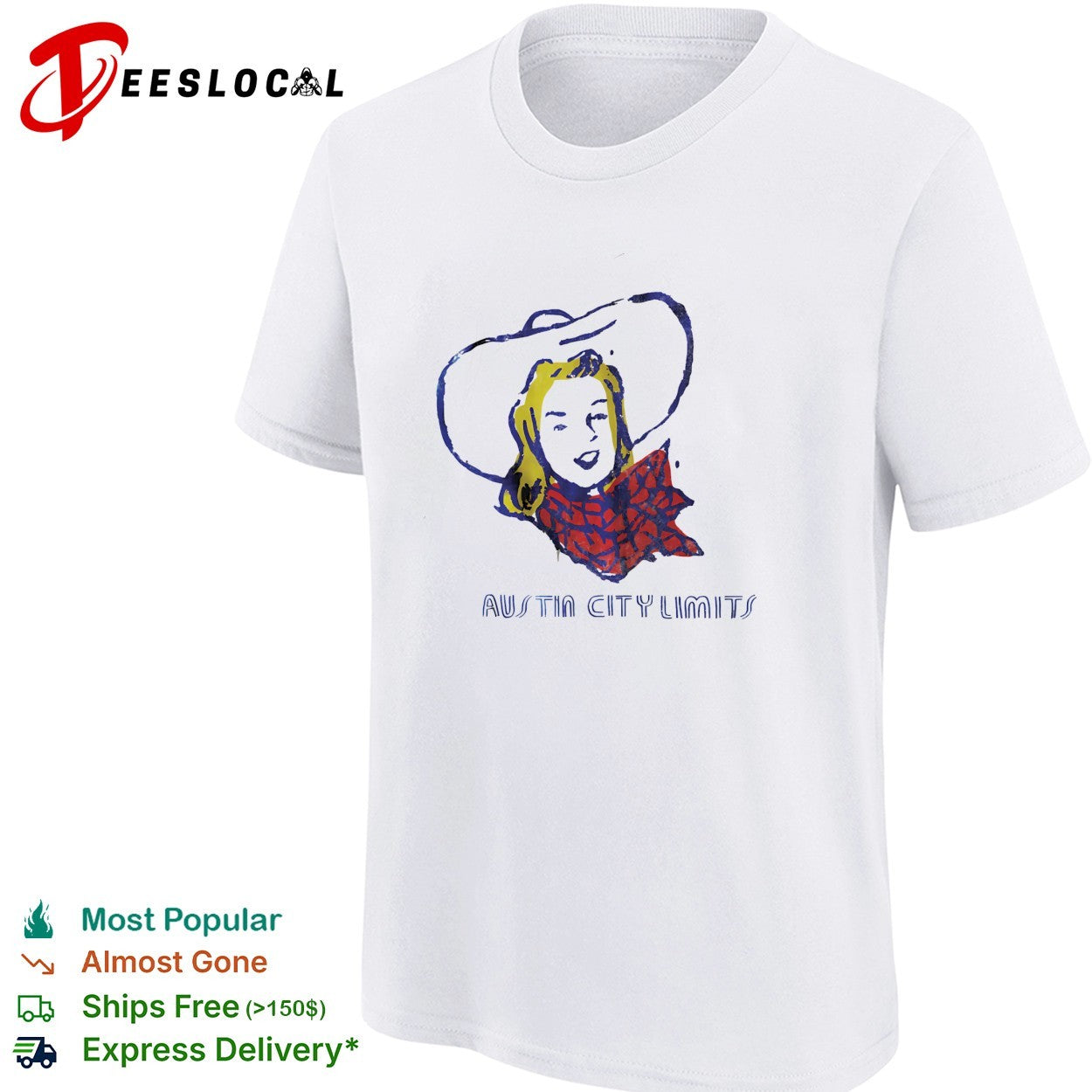 Austin City Limits cowgirl pop art portrait shirt