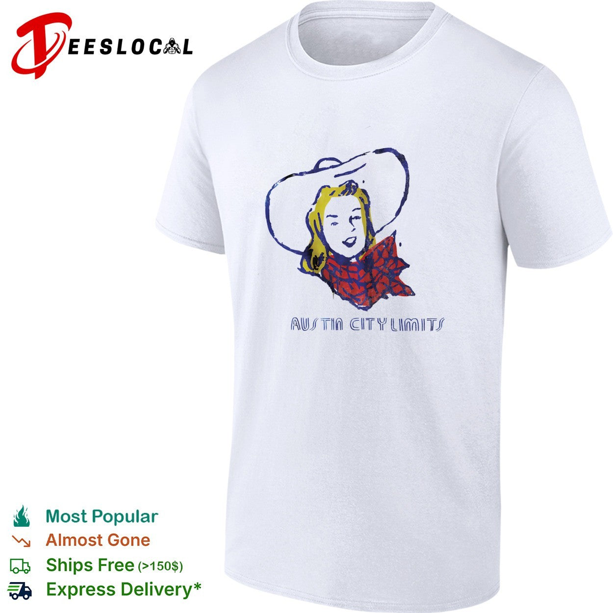 Austin City Limits cowgirl pop art portrait shirt