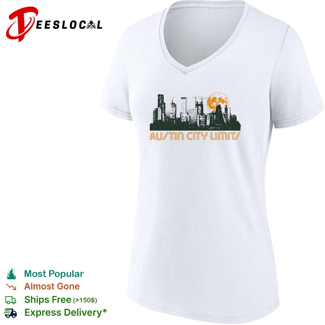 Austin City Limits skyline full moon shirt