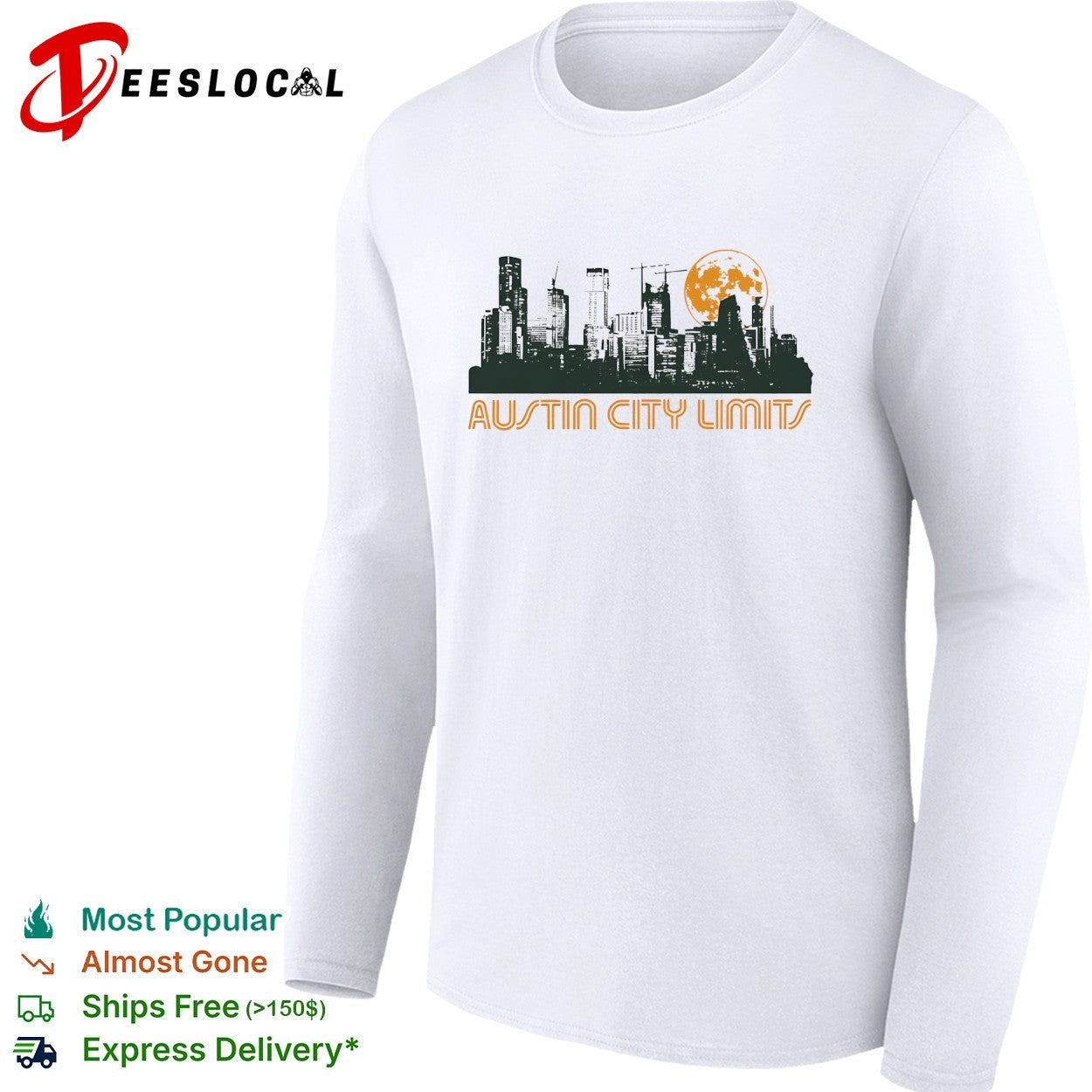 Austin City Limits skyline full moon shirt