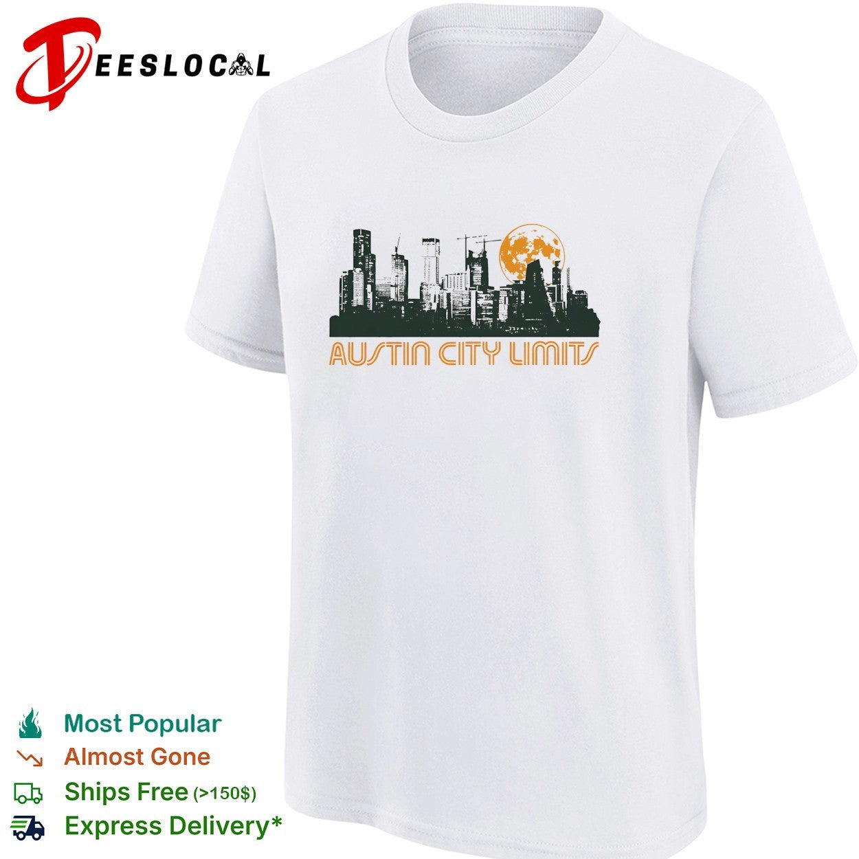Austin City Limits skyline full moon shirt