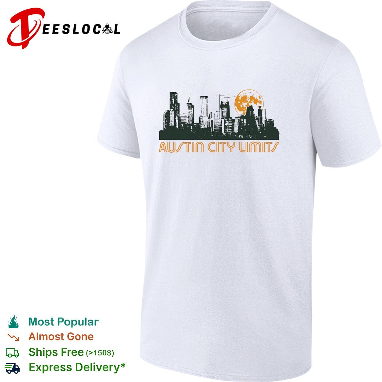 Austin City Limits skyline full moon shirt