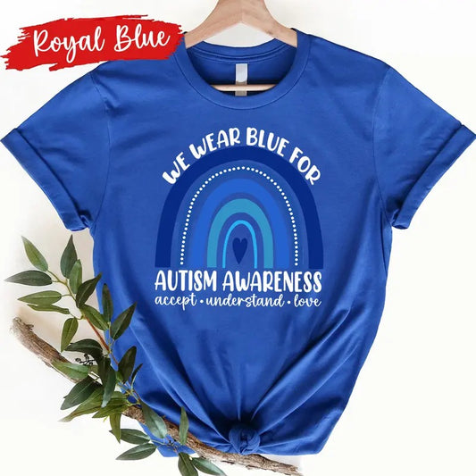 Autism Awareness T-shirt, In April We Wear Blue, Autism Month, Infinity Autism, Autism Group Shirts, I Wear Blue For Autism Awareness Casual Cotton