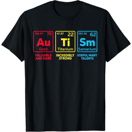 Autism Awareness Women Men Kids mom Elements Periodic Table T-Shirt