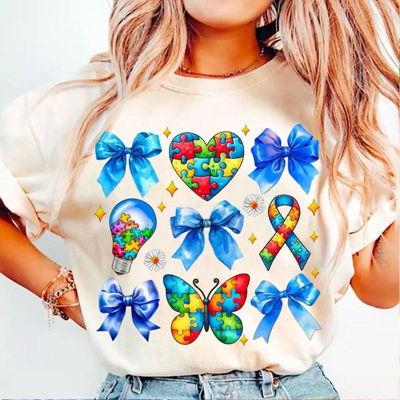Autism Bow In April We Wear Blue Shirt, Accept Understand Love Sweatshirt, Autism Shirt, Autism Ribbon Tee, Autism Awareness Shirt, Autism Mama Shirt