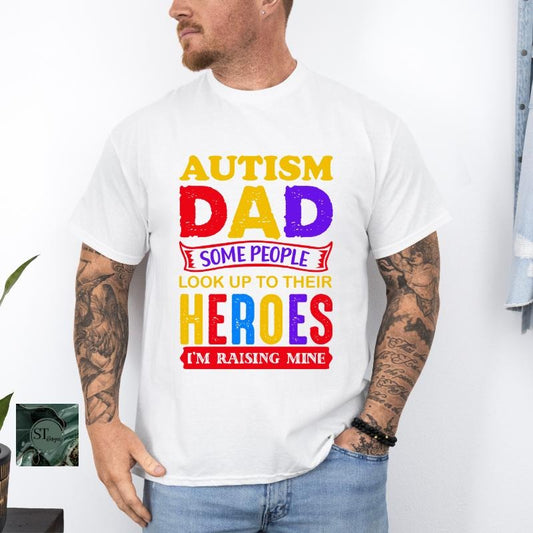 Autism Dad White 100% Ringspun Cotton T-Shirt
