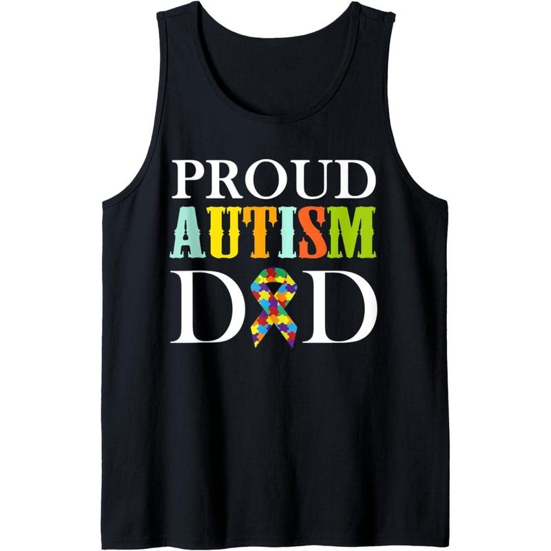 Autism Father Sleeveless Shirt Autism Dad Tank Top MADE IN USA