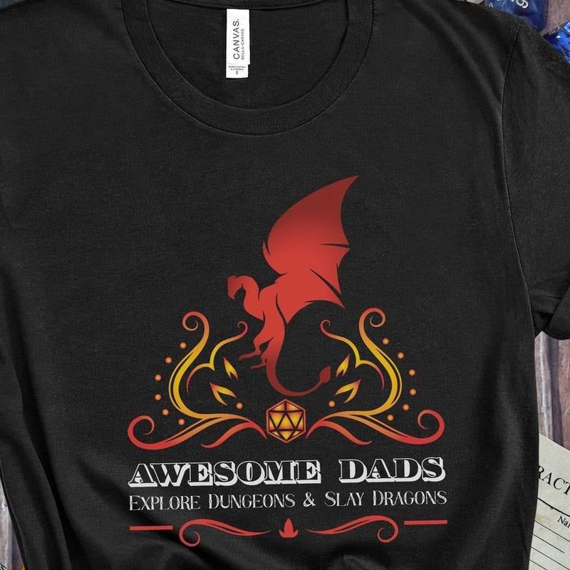 Awesome Dads Play Dungeons And Dragons Tshirt, Dnd Dad Shirt, Dnd Gift For Dad TShirt, Dnd Gifts For Players, Dnd Tshirt...