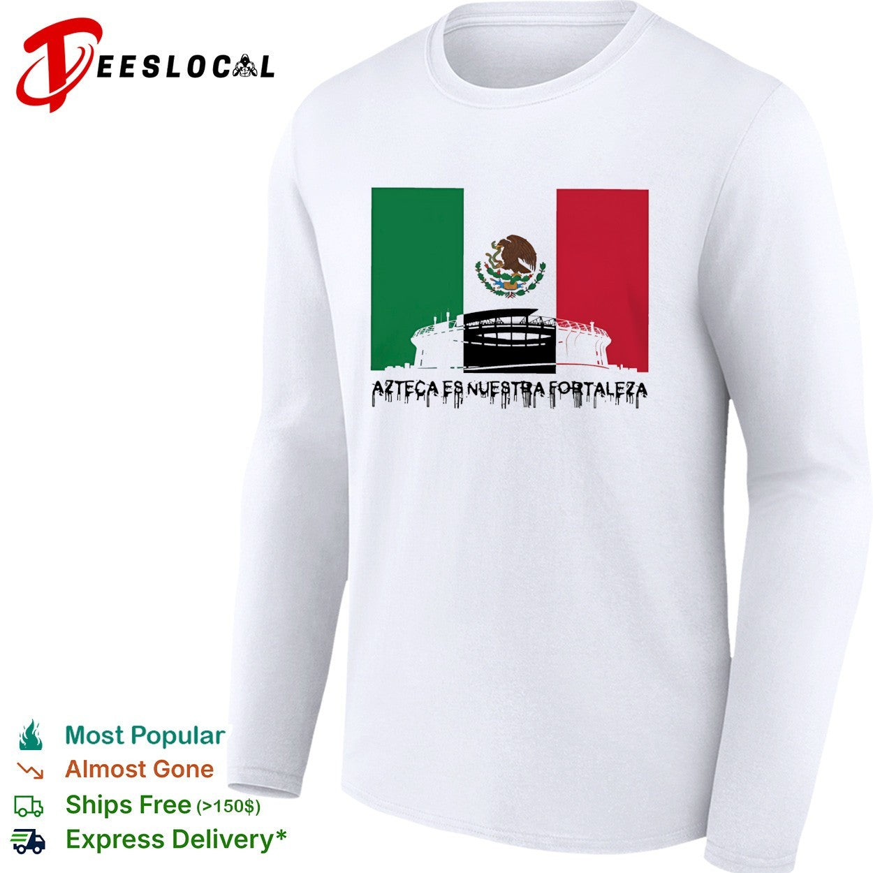 Azteca es nuestra fortaleza Mexico flag and stadium silhouette shirt