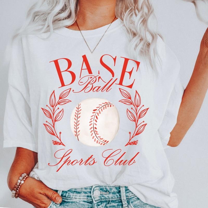 BASEBALL SPORTS CLUB T-SHIRT, BASEBALL SHIRT, COMFORT COLORS CASUAL COTTON T-SHIRT FOR MOMS Fabric Top