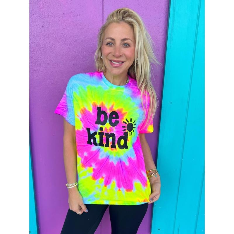 BE KIND TIE-DYE TEE - Black Writing Hoodie, Sweatshirt | WearSparks.com