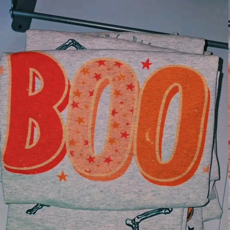 BOO Cute Halloween Graphic Tee, Loose fit Hoodie, Sweatshirt | WearSparks.com