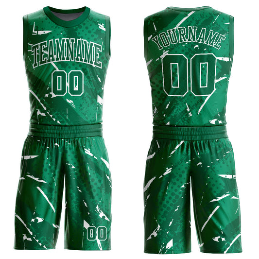 Custom Green White Bright Lines Round Neck Sublimation Basketball Suit Jersey T-Shirts, Hoodie, Sweatshirt (Image 1)