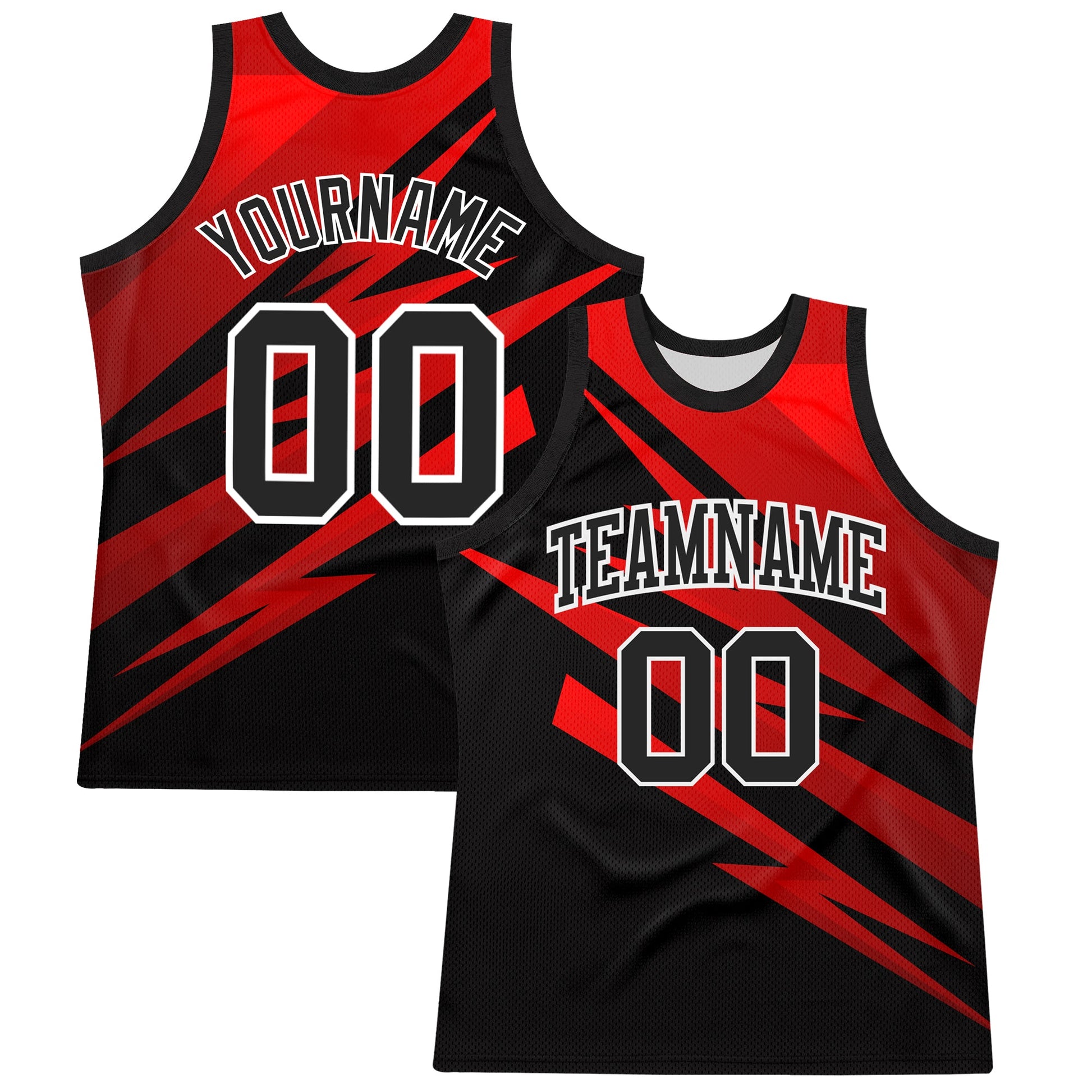 Custom Black Red-White Line Round Neck Sublimation Basketball Suit Jersey T-Shirts, Hoodie, Sweatshirt (Image 1)