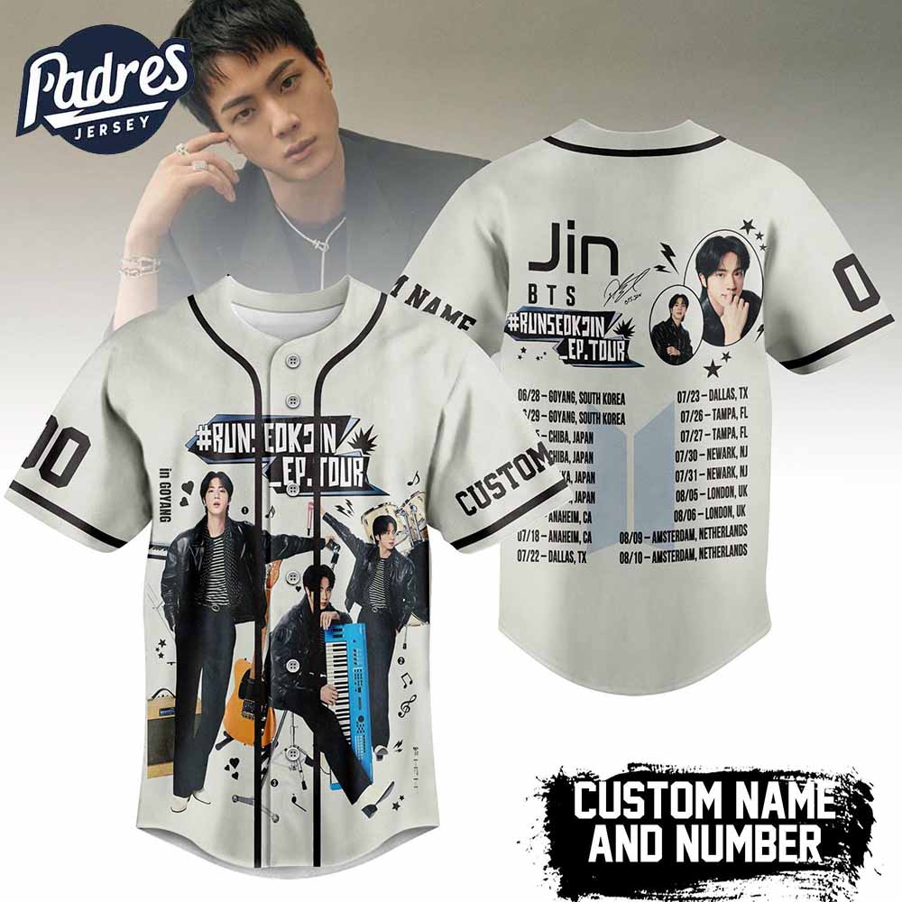 BTS Jin Concert Tour Baseball Jersey Limited Edition Kpop Style - Padres Jersey Oasis: Elevate Your Baseball Style Game