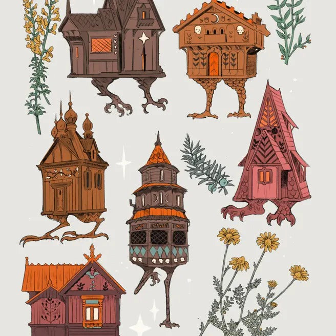 Baba Yaga Houses Art Print (Light Version) Matte Paper Decorative Wall Artwork for Room Ornaments & Plants T-Shirts,...