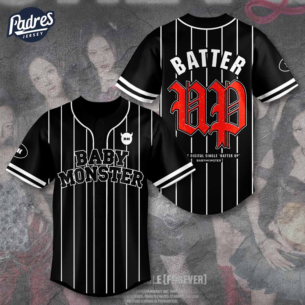 BabyMonster Girl Group Baseball Jersey Outfit - Padres Jersey Oasis: Elevate Your Baseball Style Game