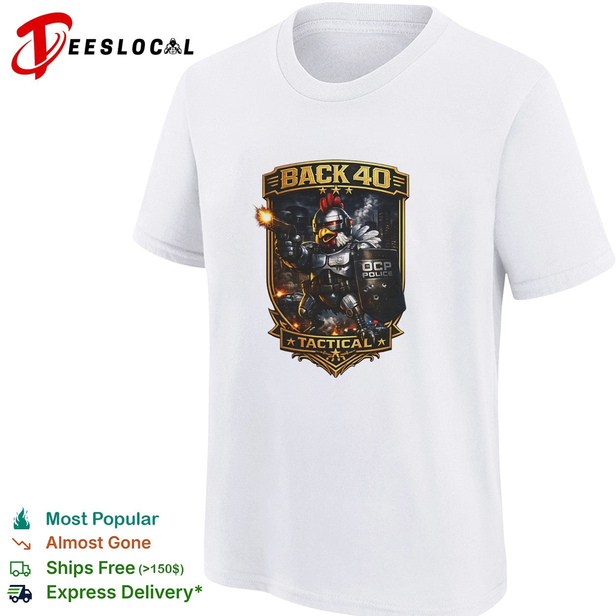 Back 40 Tactical robot chicken police shirt