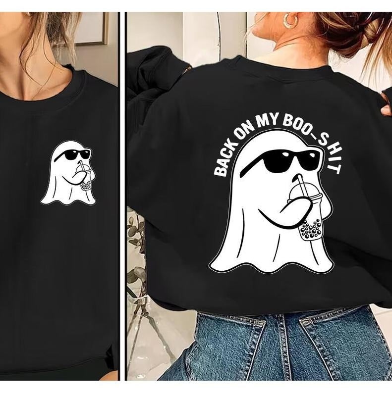 Back On My Boo Sht Boo Sheet Funny Halloween Ghost Spooky Season Retro Halloween Kids Ghost Tea Sht TK43GN