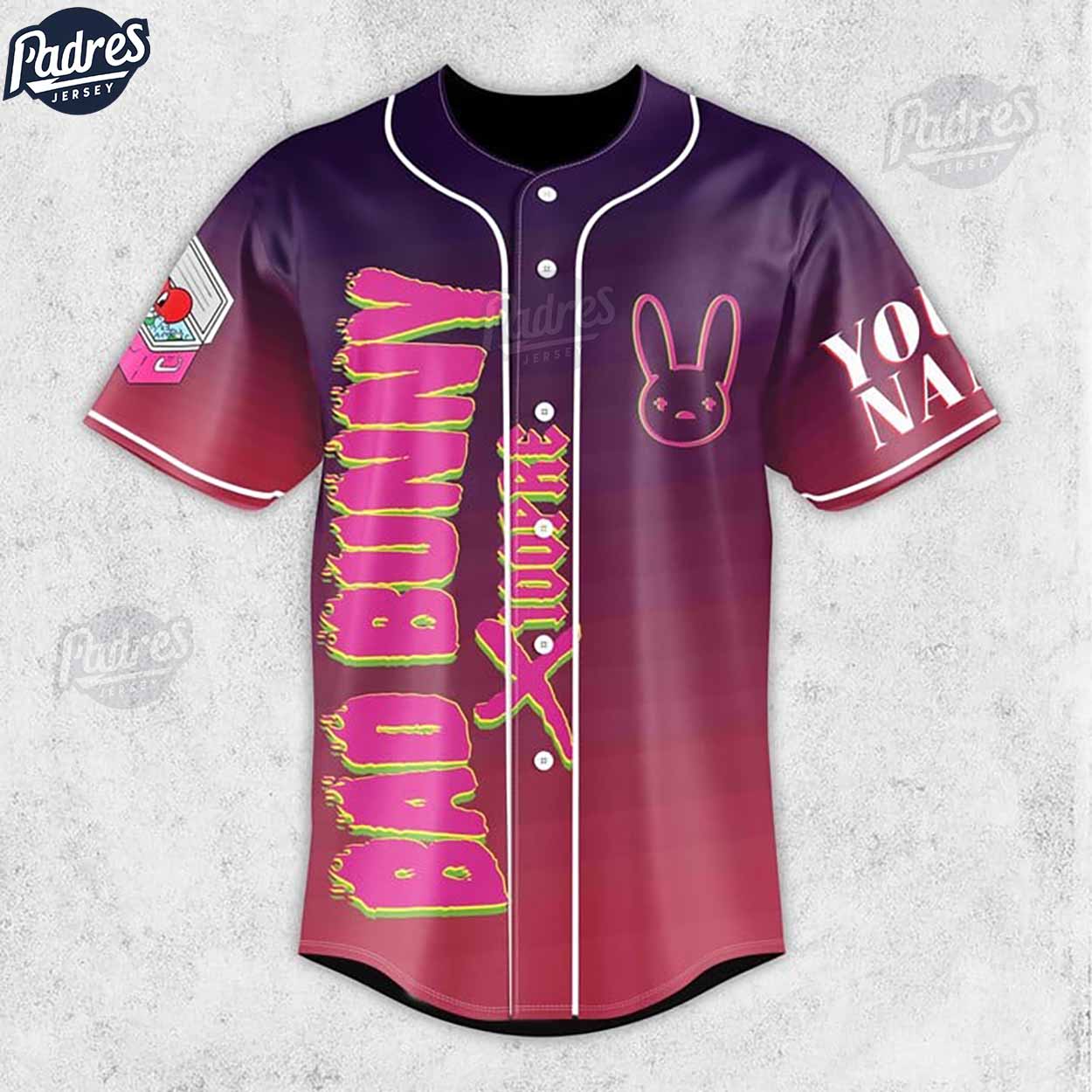 Bad Bunny X100pre Personalized Baseball Jersey - Padres Jersey Oasis: Elevate Your Baseball Style Game... (Image 2)
