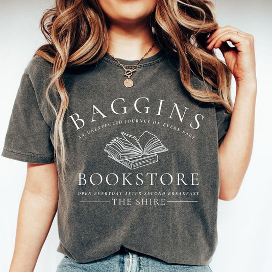 Baggins Bookstore Comfort Colors Shirt, The Shire Bookstore, Tokien Frodo Bilbo Rivendell Shirt, The Hobbit T Shirt, Lotr Womenswear Tee, Literary Shirt, Cottage Core Shirt, Book Lover Gift
