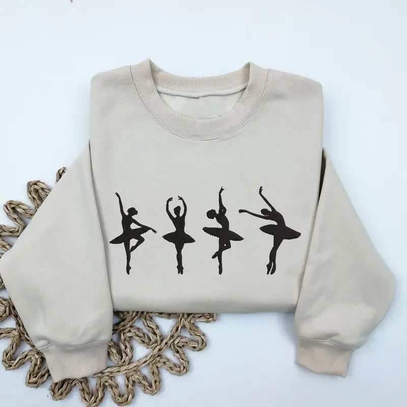 Ballet Embroidered Sweatshirt, Ballerina Sweater, Ballerina Sweatshirt, Dance Mom Crewneck, Gift For Dancer