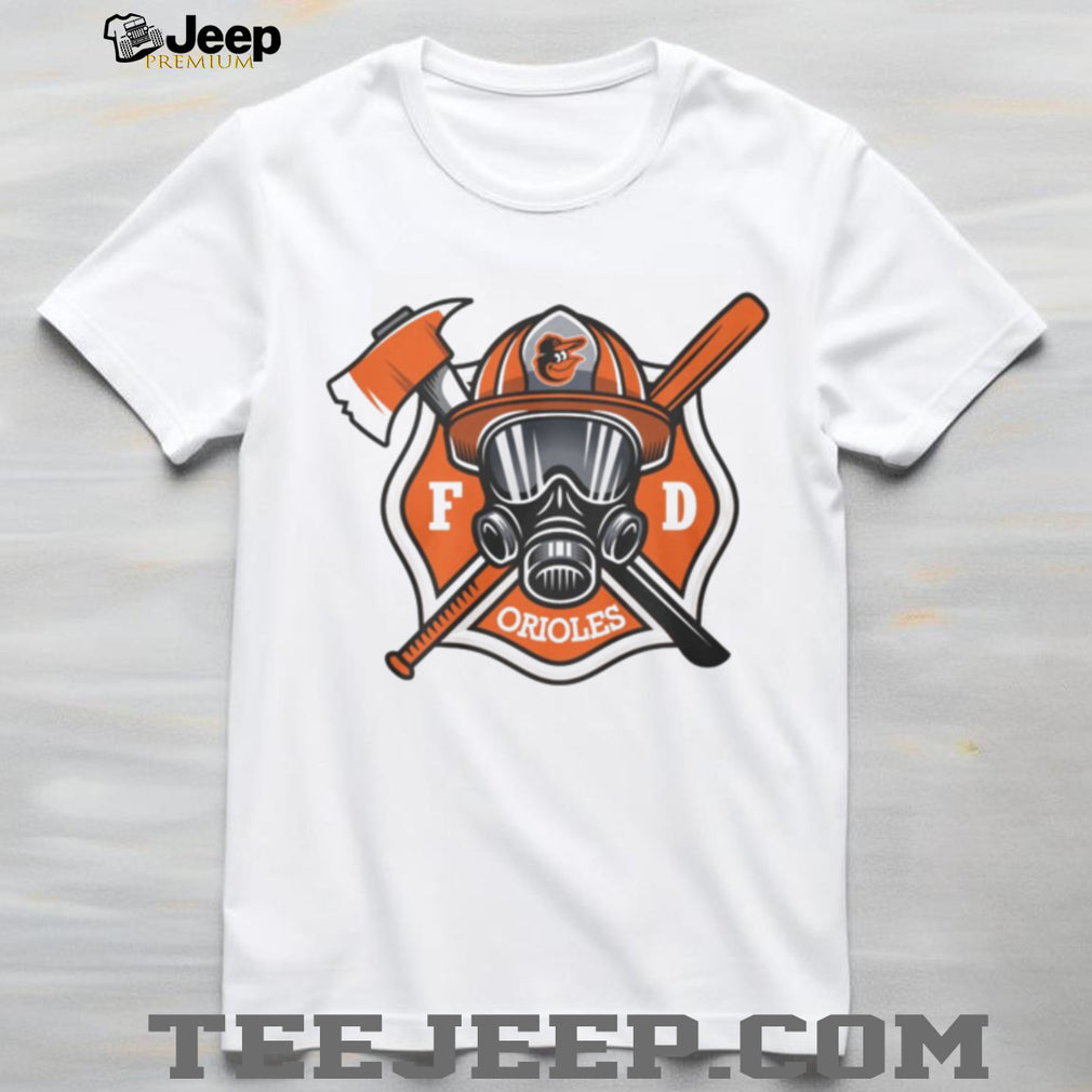 Baltimore Orioles Firefighter FD First Responder Baseball Fans Retro Men Women White T Shirt