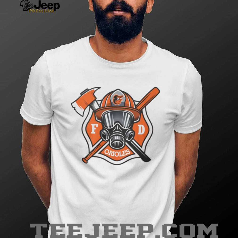Baltimore Orioles Firefighter FD First Responder Baseball Fans Retro Men Women White T Shirt