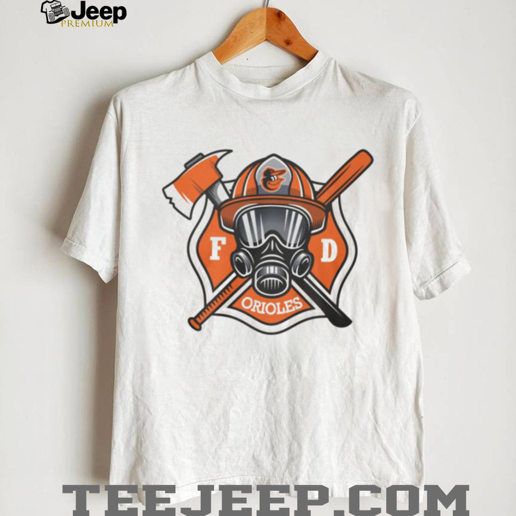 Baltimore Orioles Firefighter FD First Responder Baseball Fans Retro Men Women White T Shirt