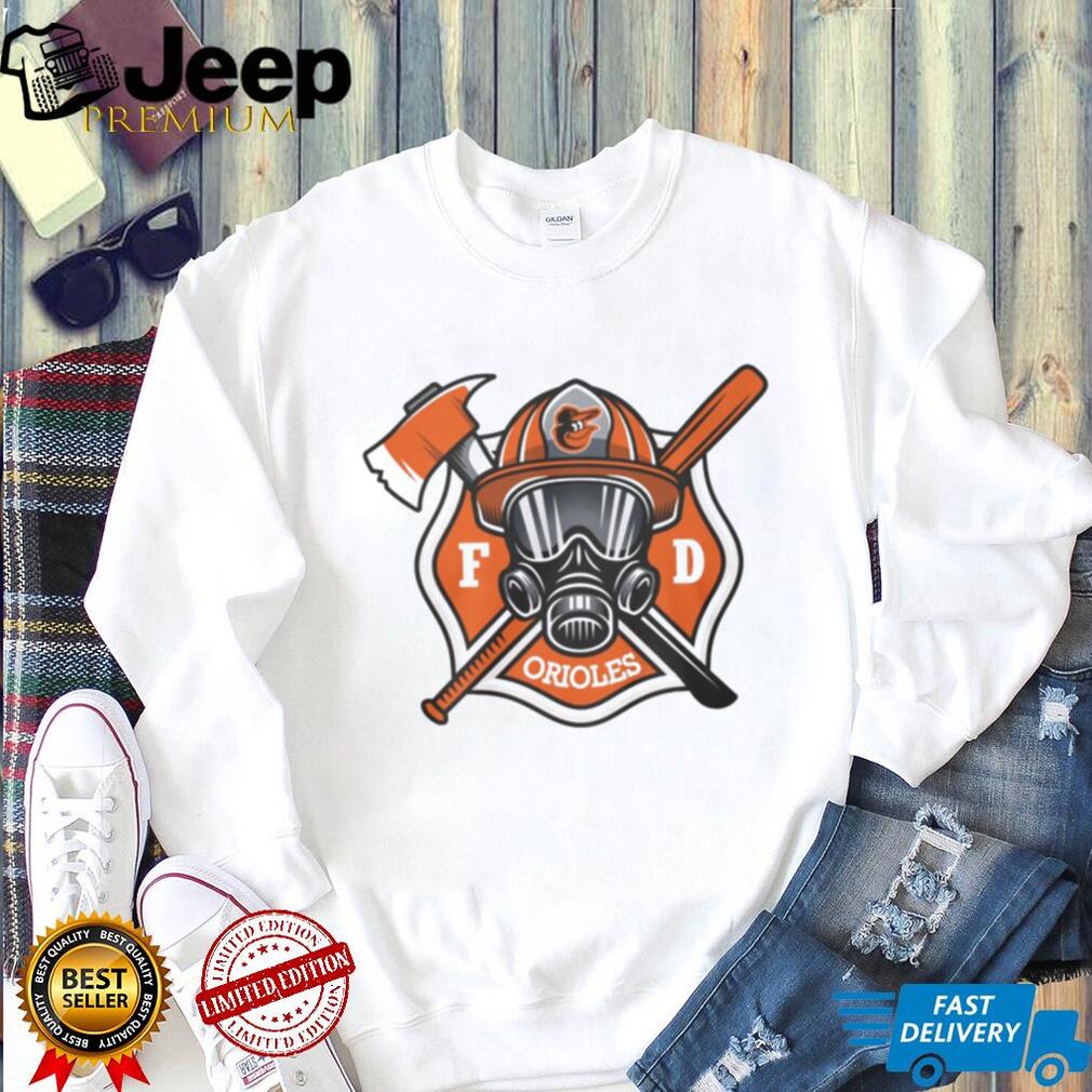 Baltimore Orioles Firefighter FD First Responder Baseball Fans Retro Men Women White T Shirt
