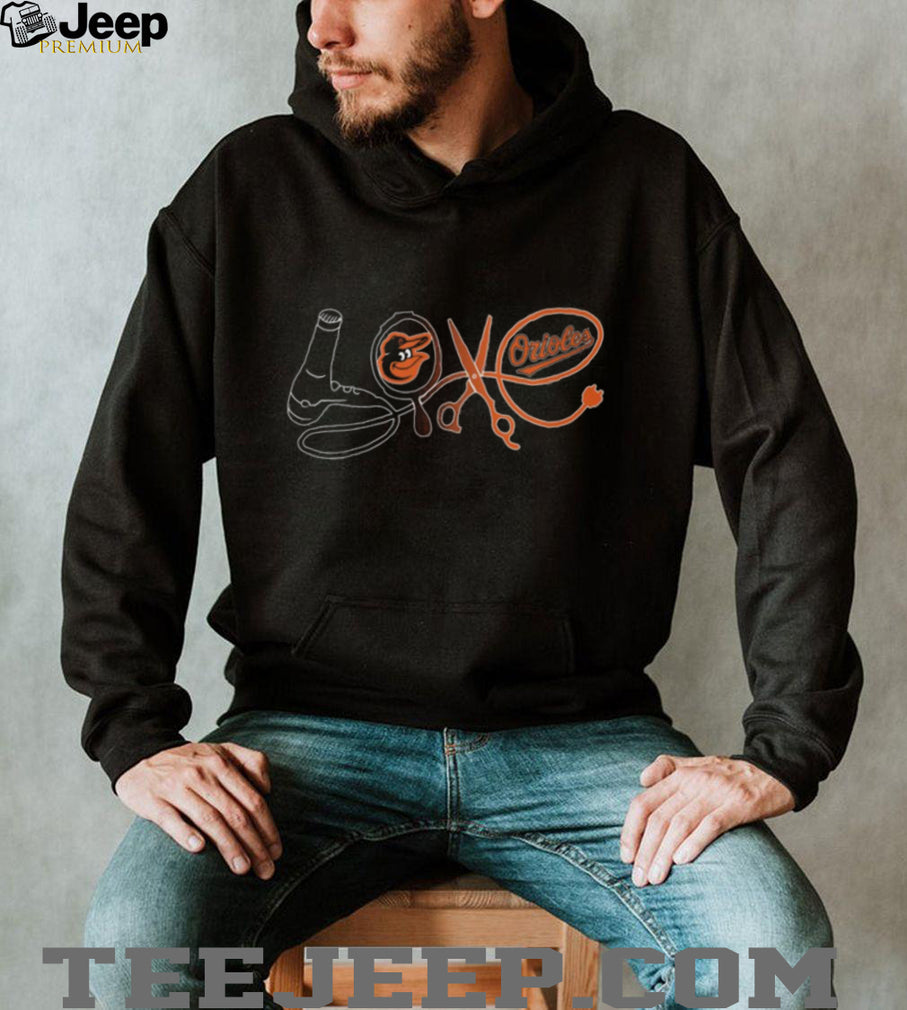 Baltimore Orioles Love Hair Stylist Barber Scissors Logo T Shirt