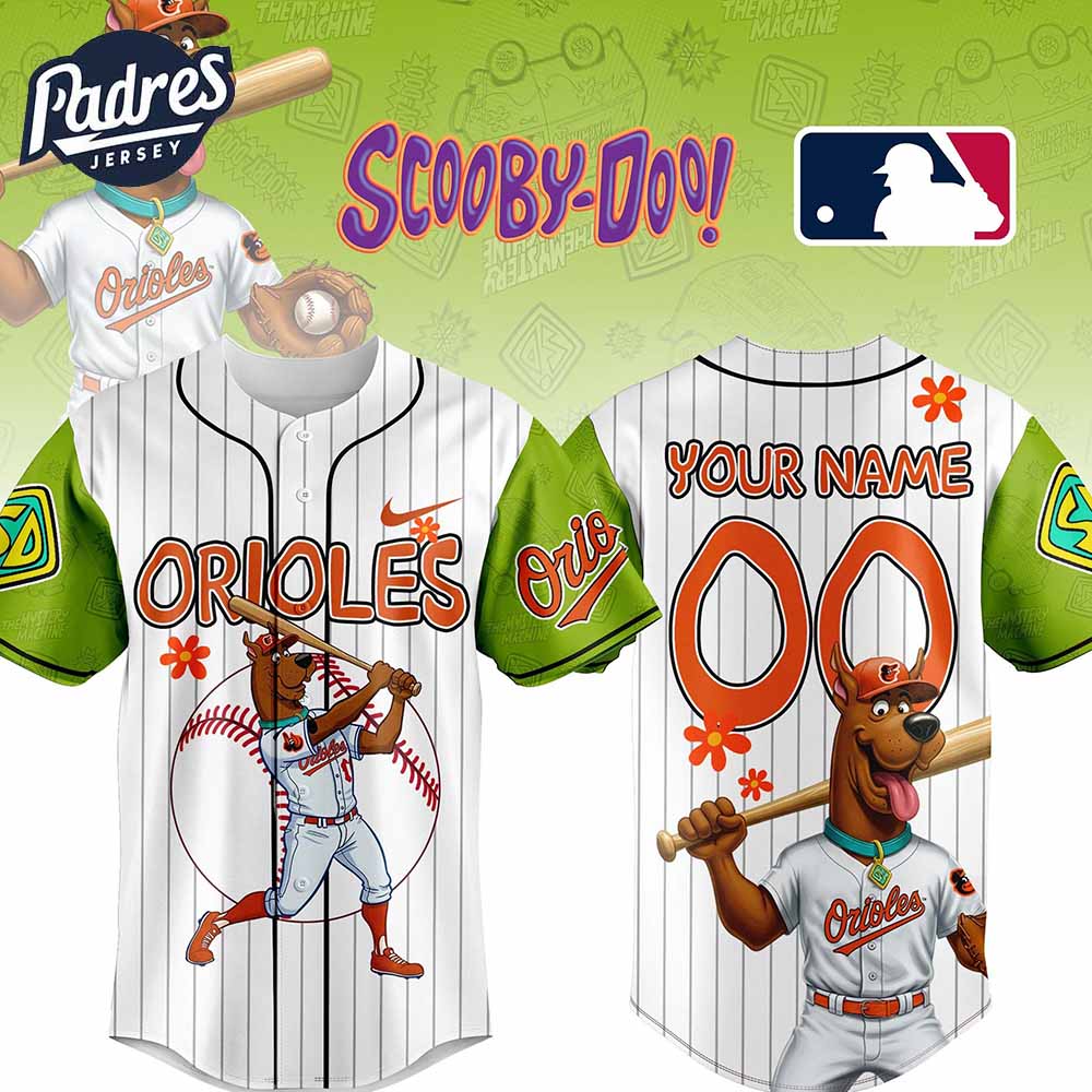 Baltimore Orioles x MLB Scooby Doo Baseball Jersey Outfit - Padres Jersey Oasis: Elevate Your Baseball Style... (Image 1)