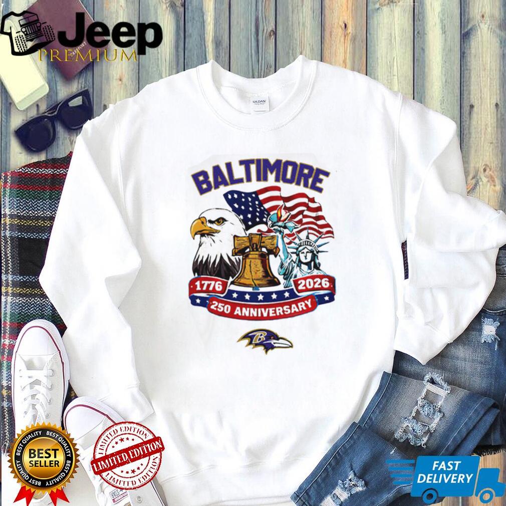 Baltimore Ravens 250th Anniversary American Independence 1776 2026 Custom Jersey T Shirt