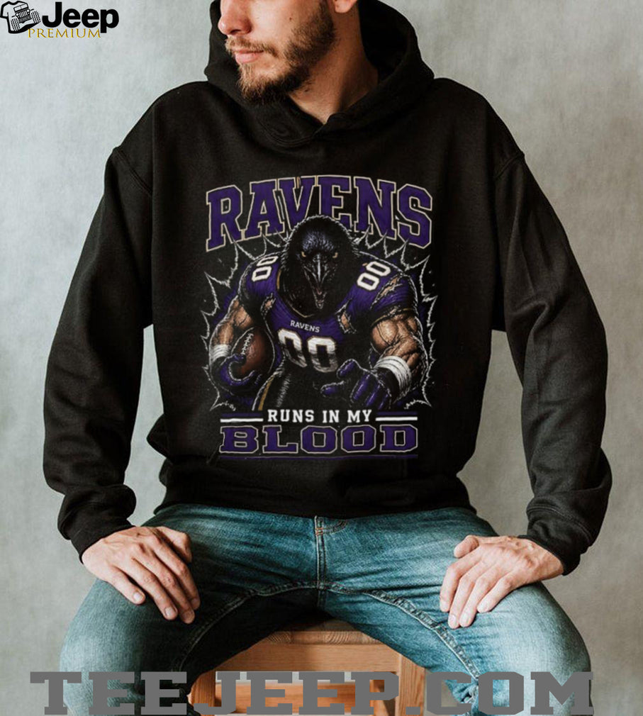 Baltimore Ravens Football Team Runs In My Blood Fan Retro Men Women Shirt