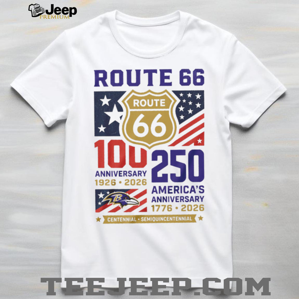 Baltimore Ravens Route 66 100th Anniversary America 250th Anniversary White T Shirt