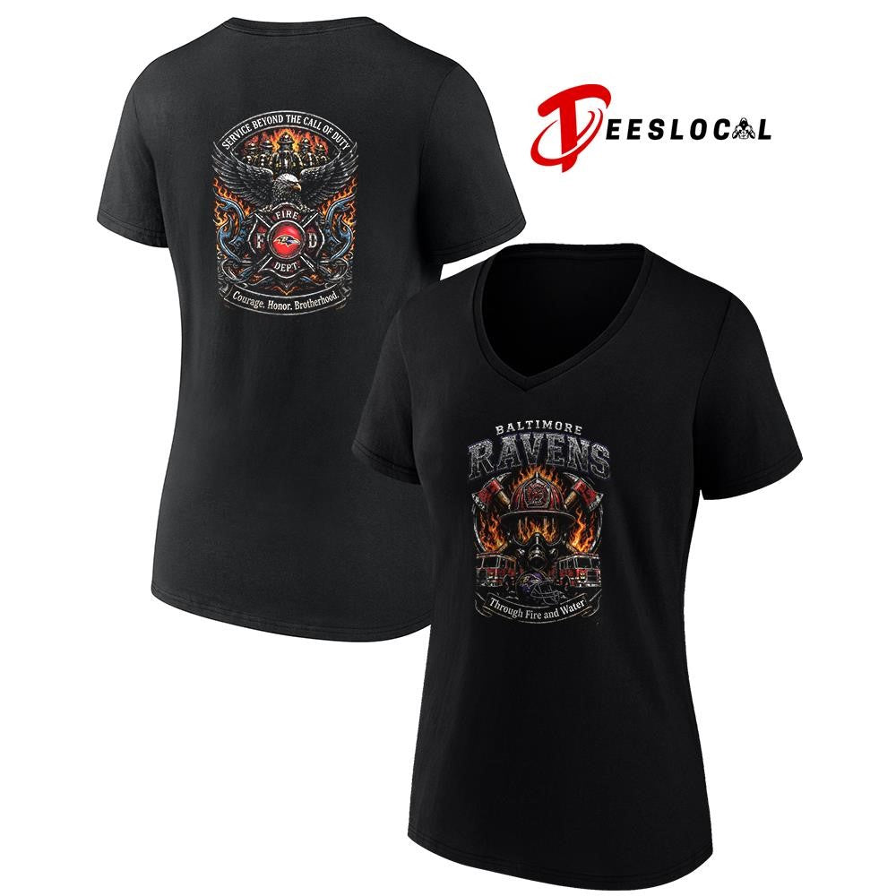 Baltimore Ravens x through fire and water service beyond the call of duty shirt