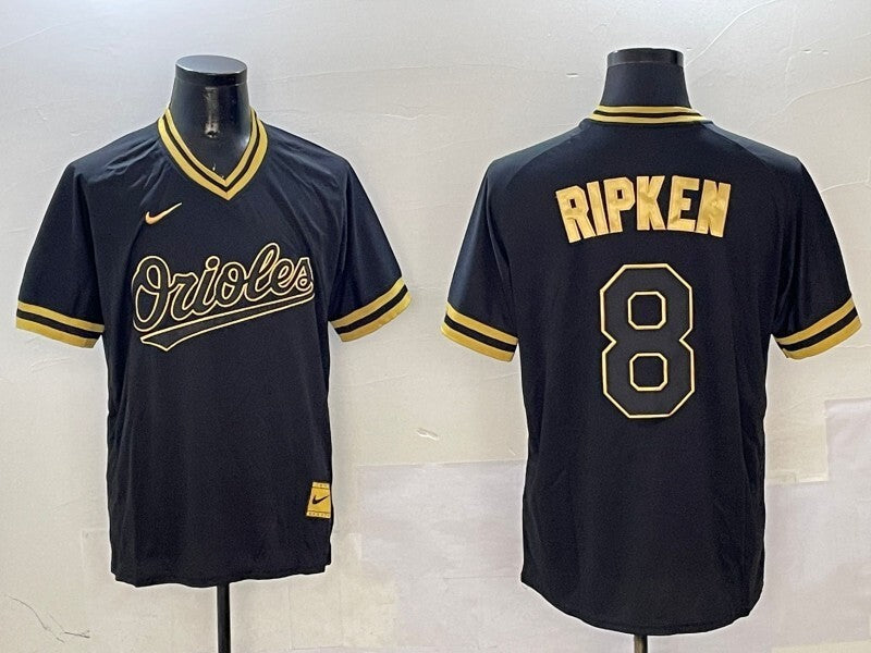 Baltimore Orioles #8 Cal Ripken Jr. Orioles Black Gold Adult
