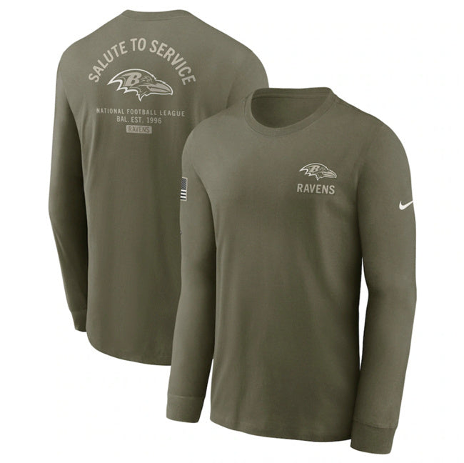 Baltimore Ravens Olive 2025 Salute to Service Sideline Long Sleeve T-Shirt