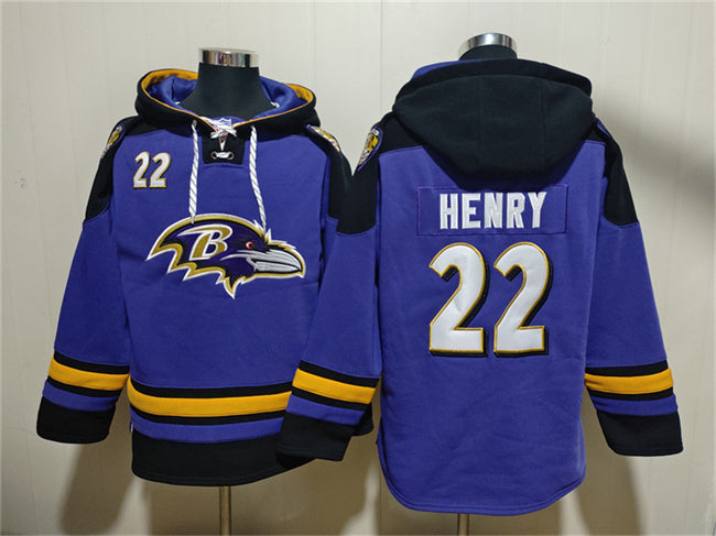 Baltimore Ravens #22 Derrick Henry Ageless Must-Have Lace-Up Pullover Hoodie