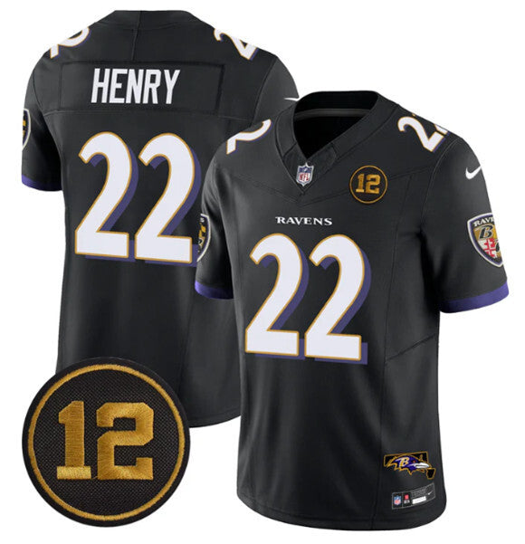 Baltimore Ravens #22 Derrick Henry Black 2025 F.U.S.E. Jacoby Jones Patch