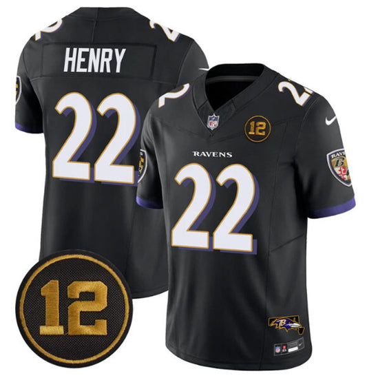 Baltimore Ravens #22 Derrick Henry Black 2025 F.U.S.E. Jacoby Jones Patch