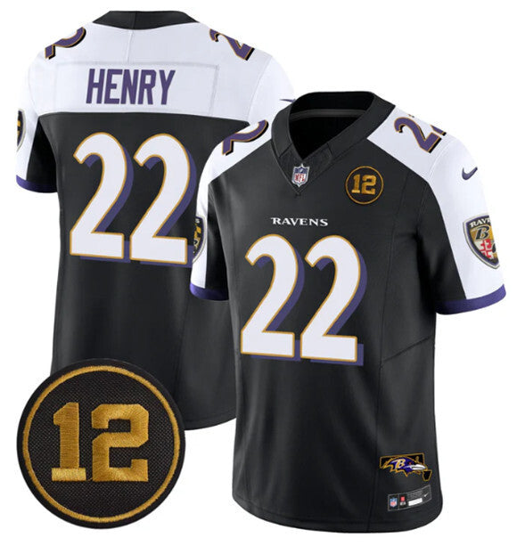 Baltimore Ravens #22 Derrick Henry Black Alternate 2025 F.U.S.E. Jacoby Jones