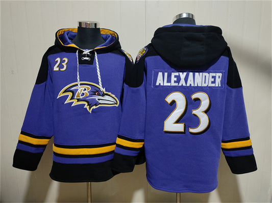 Baltimore Ravens #23 Jaire Alexander Ageless Must-Have Lace-Up Pullover Hoodie